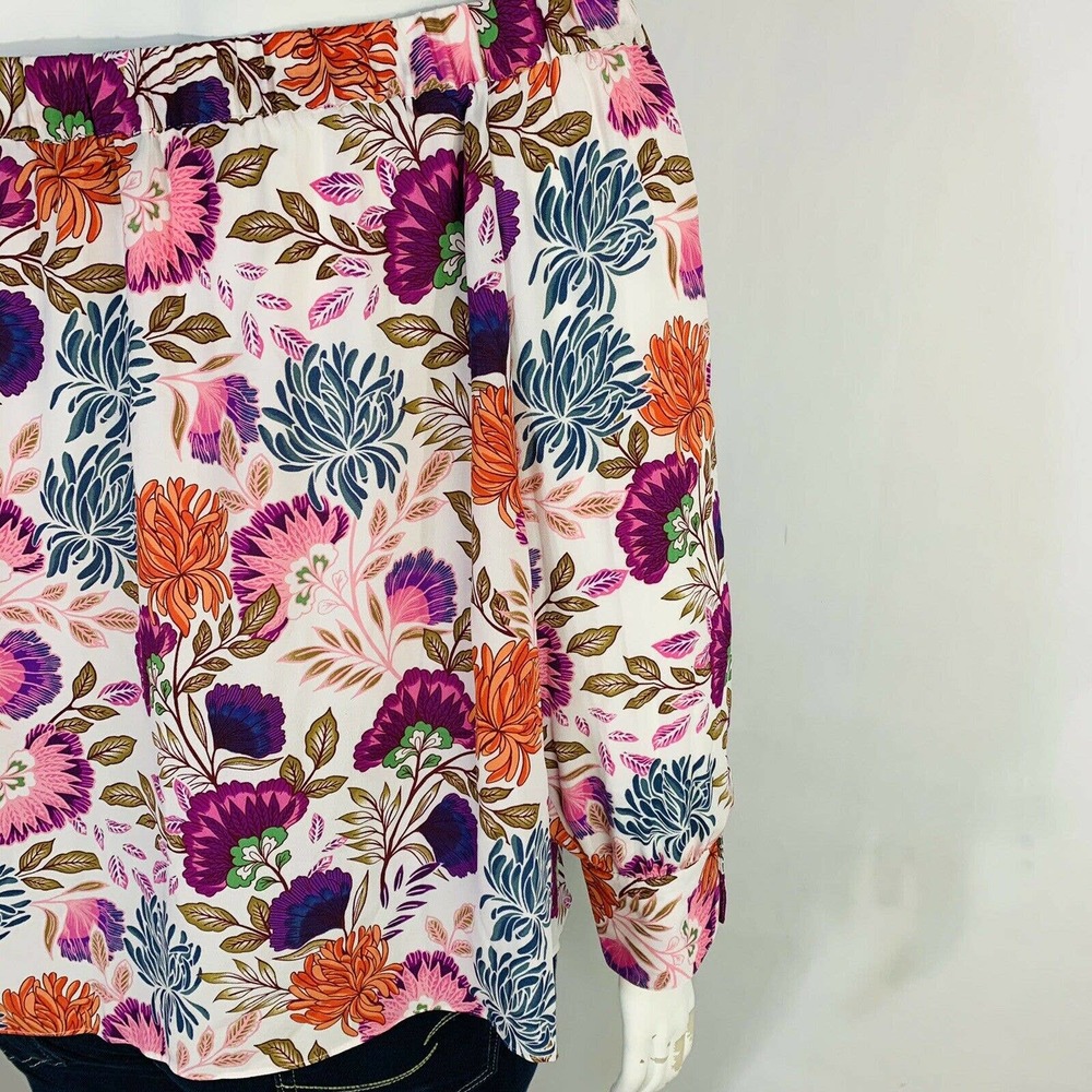 New INC Womans Sz 3X Blouse Lovely Lobelia Off The Shoulder Split Sleeve Floral - Picture 7 of 8